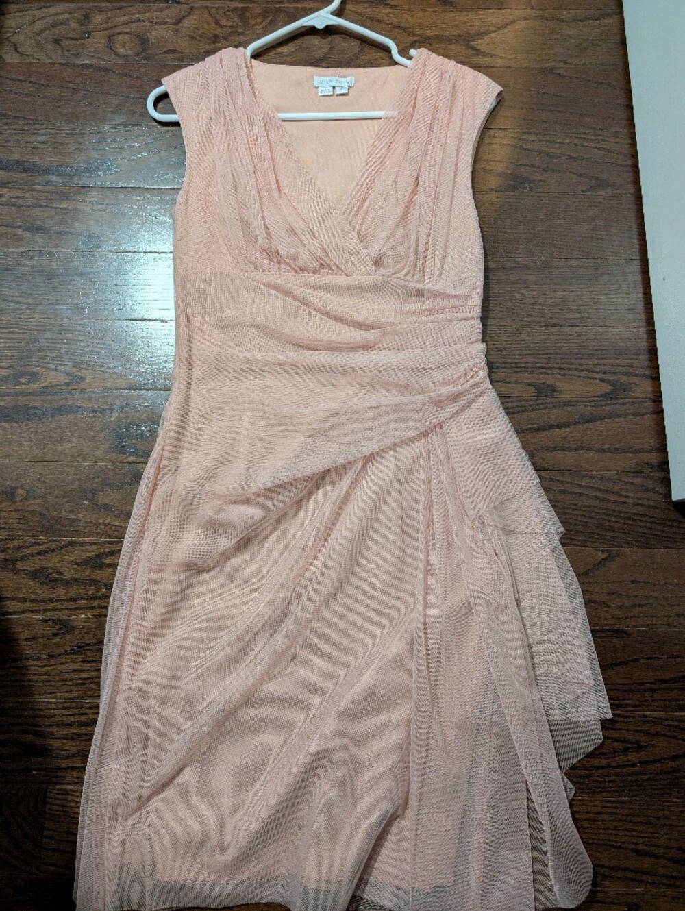 Sleeveless Blush Pink Mesh Bridal Shower Dress